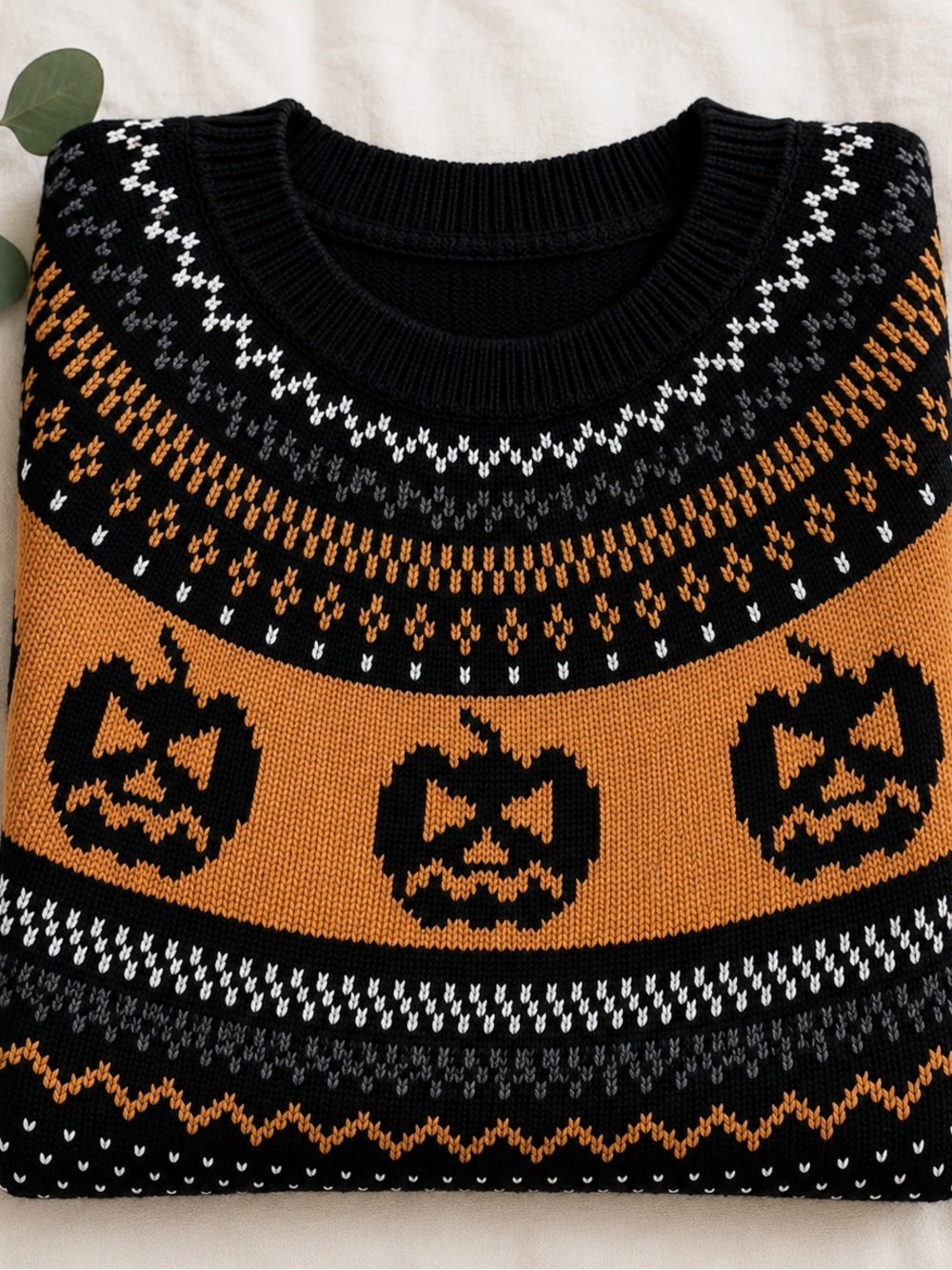 Retro Cozy Pumpkin Fair Isle Halloween Sweater - Picture 5 of 9